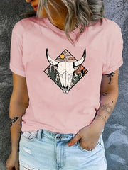 Women's Graphic Tee Crew Neck Casual Sports T-shirt