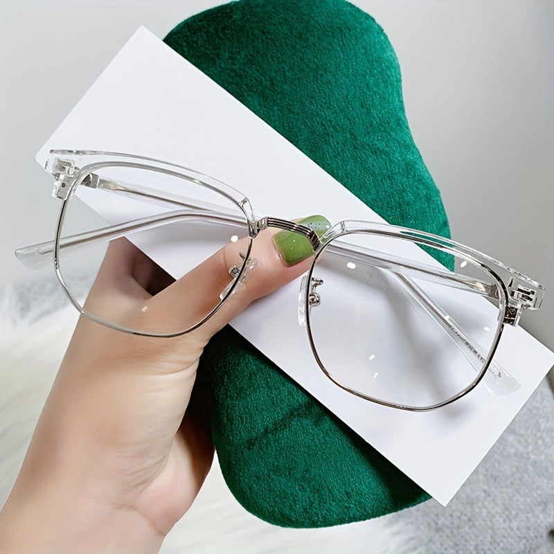 Light Blocking Glasses Square Clear Lens Anti Eyestrain for Women Men