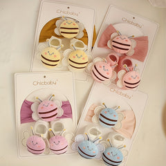 Baby Girls Hair Tie & Socks Set Bee Headwear Infant Toddler Children s Box