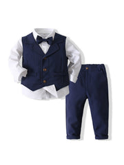 Boys Gentleman Outfits Long Sleeve Shirt&Pants&Vest Set