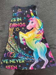 Stylish Gradient Horse One Piece Dress For Girls