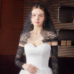 2pcs Bridesmaid Lace Veil & Ice Sleeve Set