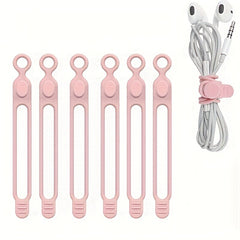 6pcs Silicone Cable Straps Wire Organizer For Earphone Phone Charger