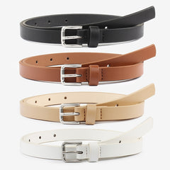 4pcs Square Buckle Belt PU Leather Plain Retro Pants Decoration Casual Jeans Bel