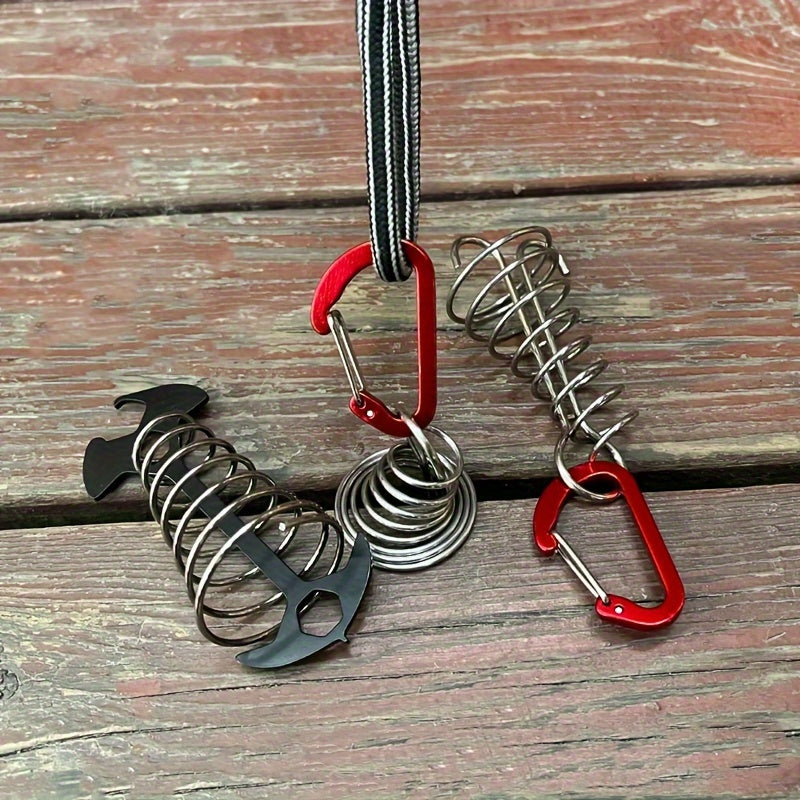 5pcs Stainless Steel Tent Fishbone Ground Nails with Bottle Opener Screwdriver