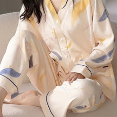 Floral Print Pajama Set Long Sleeve Top & Pants