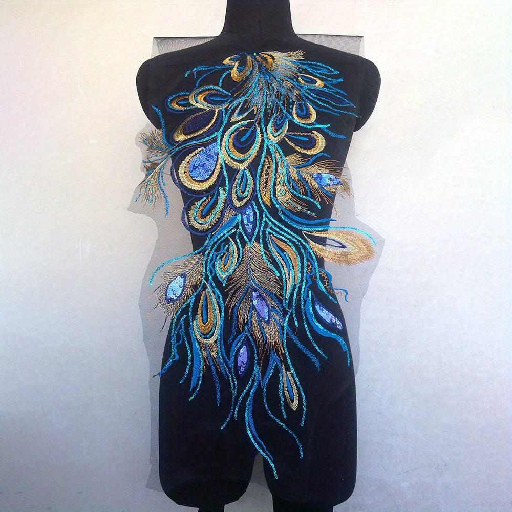 Phoenix Tail Sequin Embroidery Cloth Patch DIY