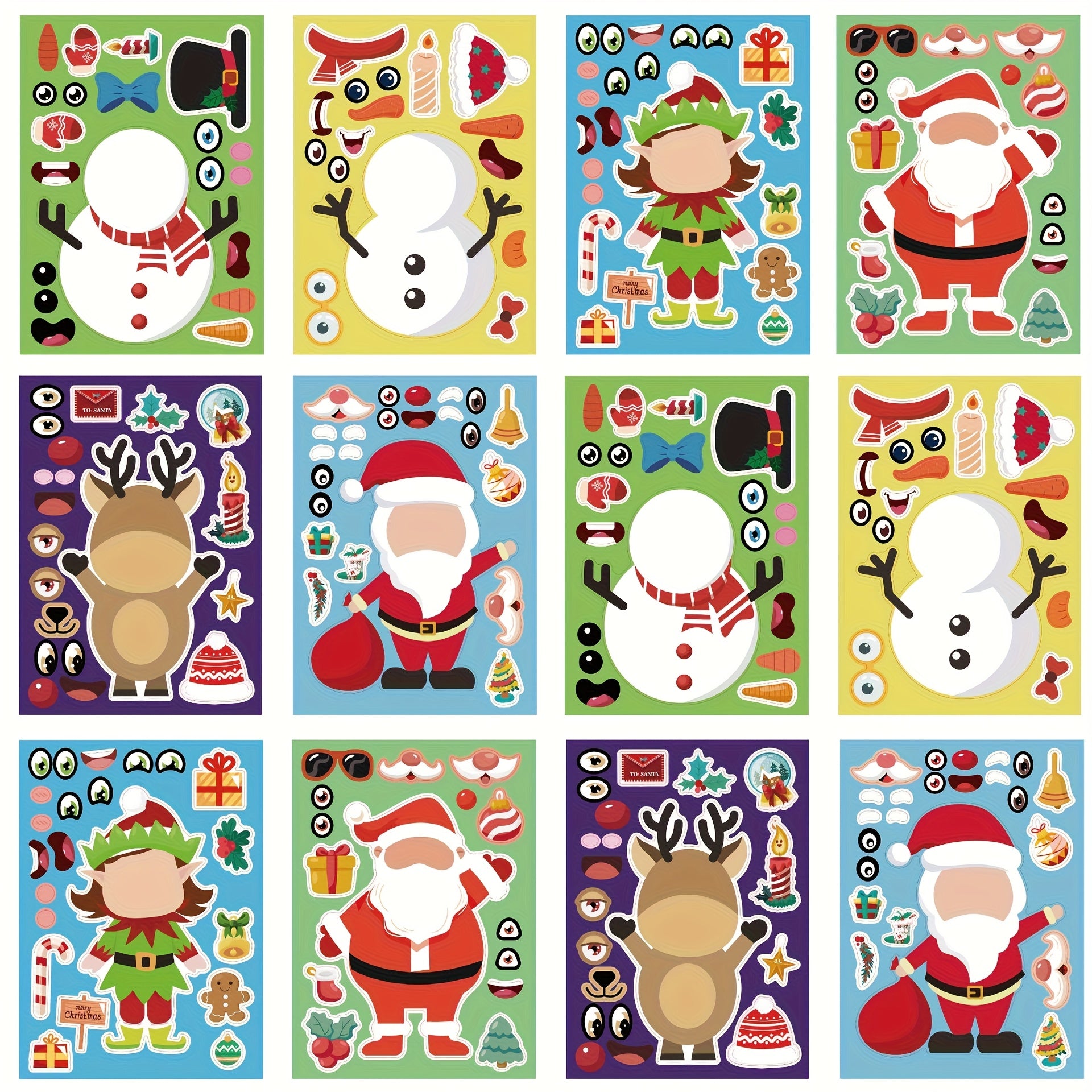 Christmas Stickers Santa Snowman Reindeer DIY Holiday Party Gift Bag Filling