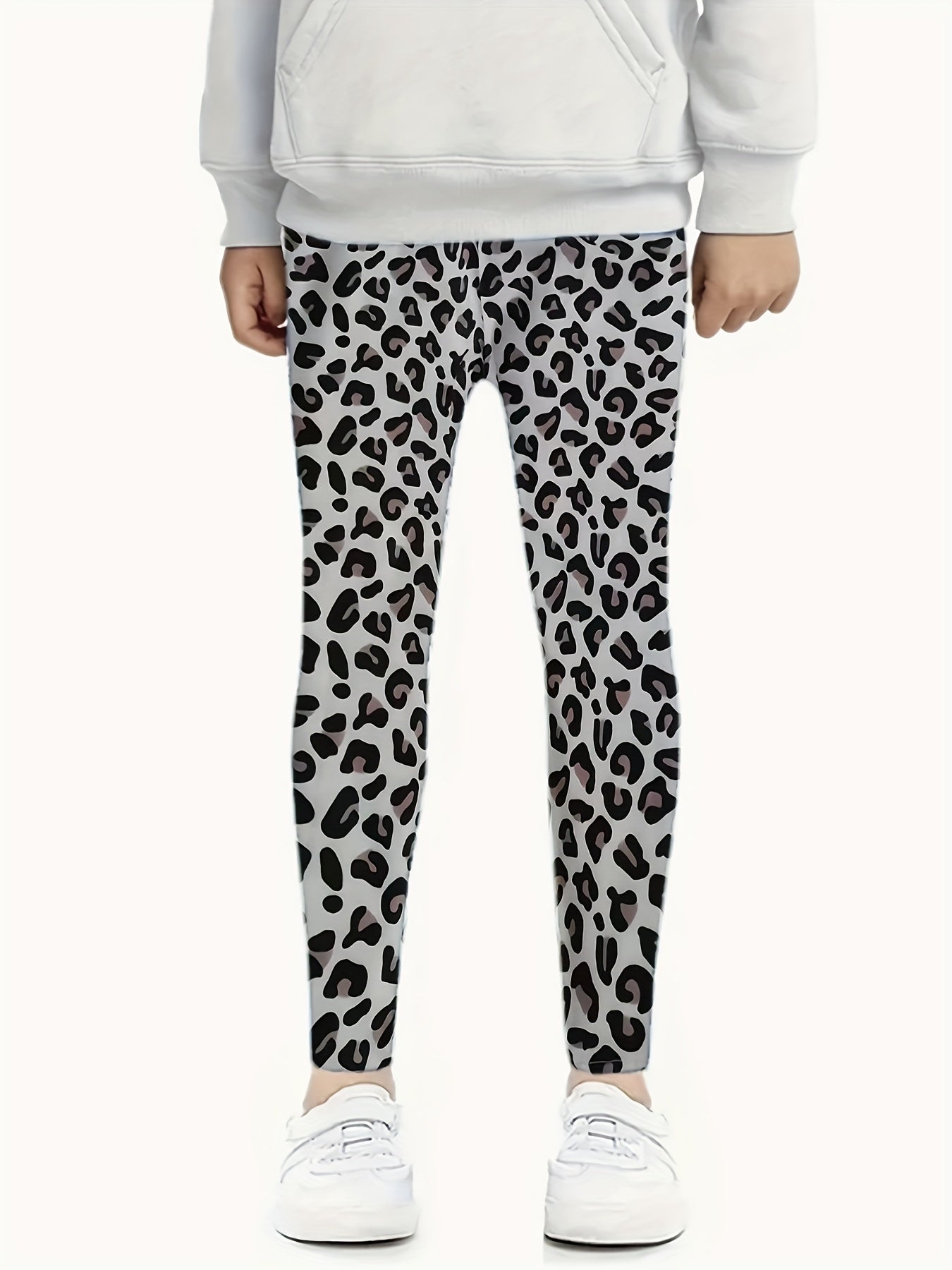Girls Slim Leopard Print Leggings Comfy Activewear For Running Jogging
