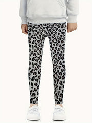 Girls Slim Leopard Print Leggings Comfy Activewear For Running Jogging
