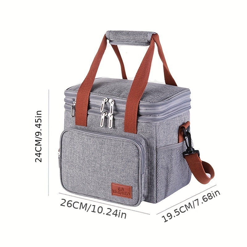 Large Insulated Lunch Bag with Adjustable Shoulder Strap