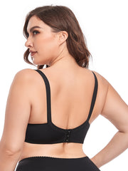 Contrast Lace Floral Print Sheer Underwire Bra Plus Size Full Coverage Bralette