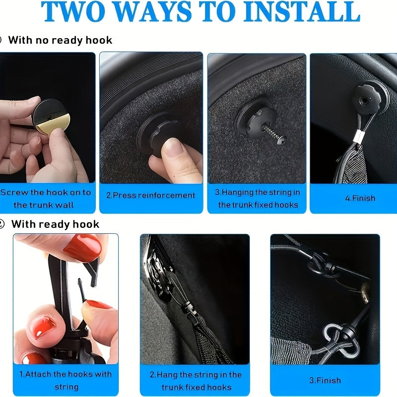 Car Trunk Storage Mesh Bag with Hooks Car Interior Accessories