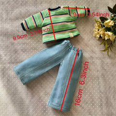 Striped Sweater Jeans Girls Long Dress Doll Clothes Set