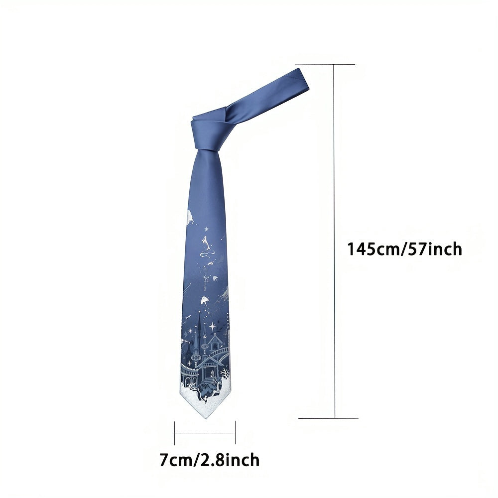 College Style Silver Silk Line Jacquard Men's Ties
