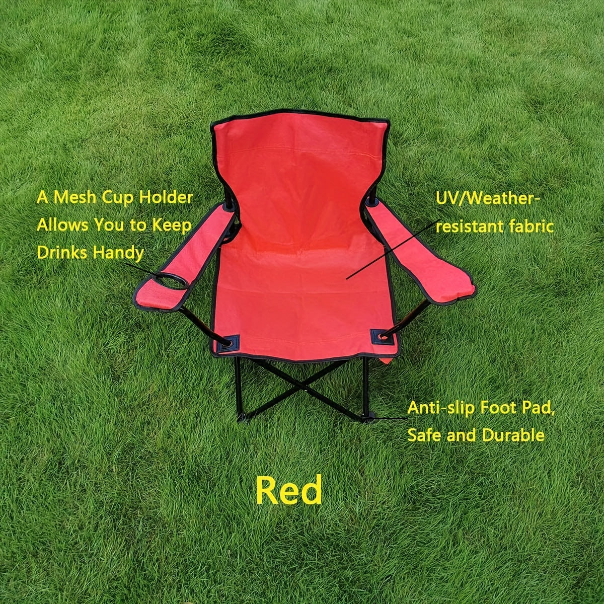 Outdoor Lightweight Folding Chair with Cup Holder & Carrying Bag