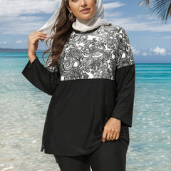 Colorblock Paisley Floral Print Tankini Set