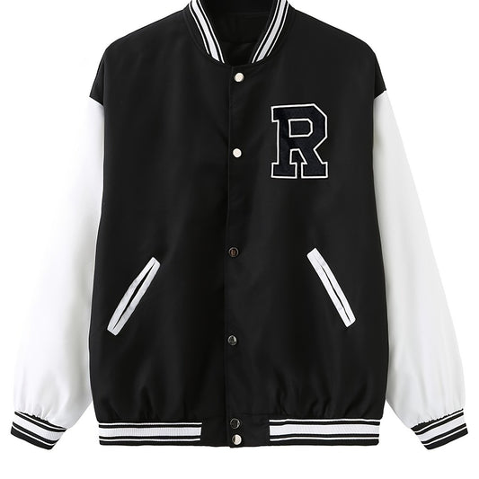 Women's R Letter Print Long Sleeve Jacket