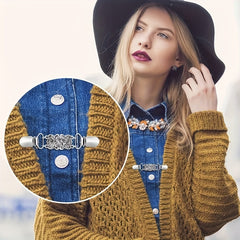 Vintage Alloy Sweater Clip Silk Scarf Cardigan Buckle Shirt Collar Clip