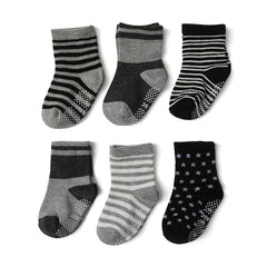 Baby Stars Striped Print Crew Socks Non slip Cotton Toddler Socks