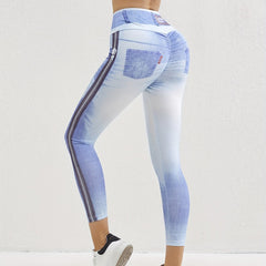 Denim Yoga Sports Tight Pants High Stretch Leggings