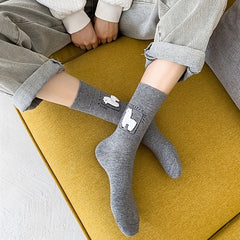 3 Pairs Cartoon Alpaca Print Socks Women's Stockings & Hosiery