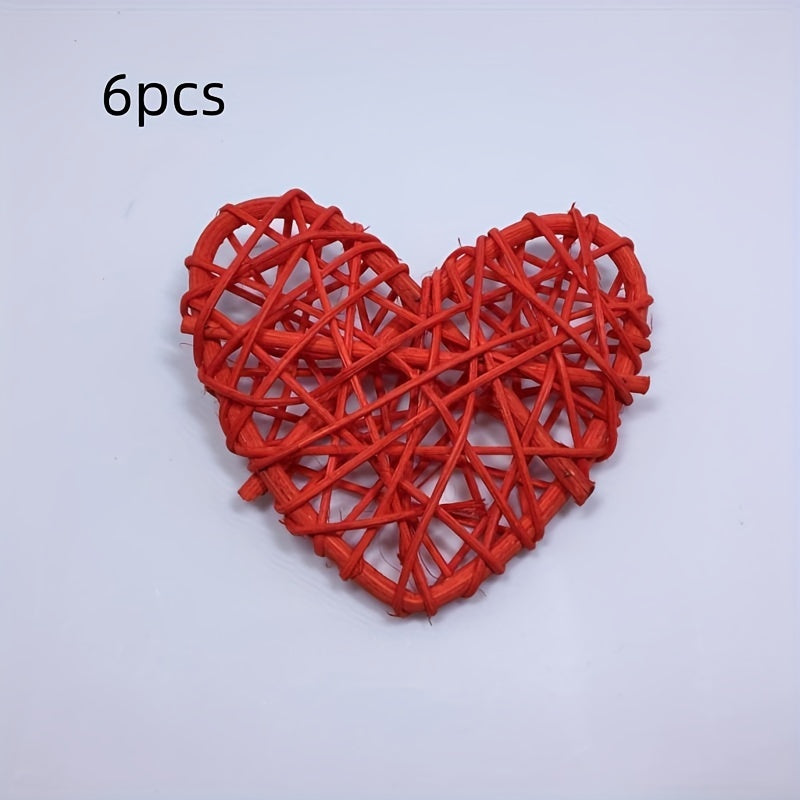 6pcs Heart Rattan Decorative Balls with Willow Sticks