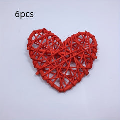 6pcs Heart Rattan Decorative Balls with Willow Sticks