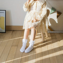 6 Pairs Girls Lace Ruffle Crew Socks for Kids