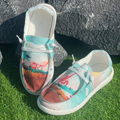 Thousand Crane Pattern Flat Shoes Women's Shallow Mouth Casual Shoes