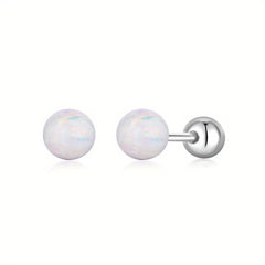 925 Silver Ball Stud Earrings for Kids Safe Round Zirconia Decor