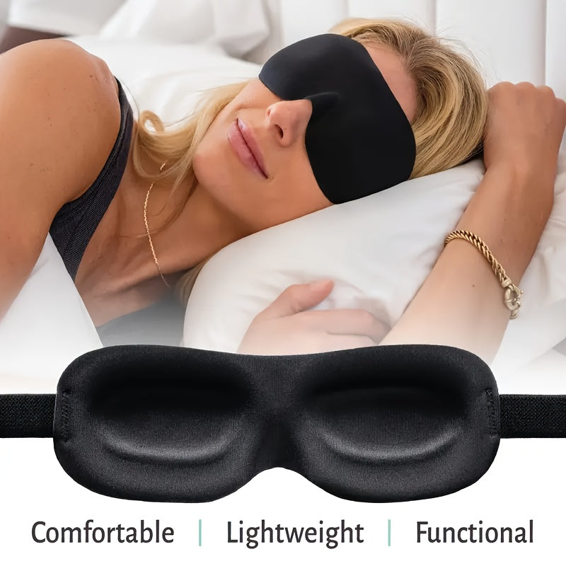 Soft Blackout Sleep Eye Mask 3D Contoured Blindfold with Adjustable Strap