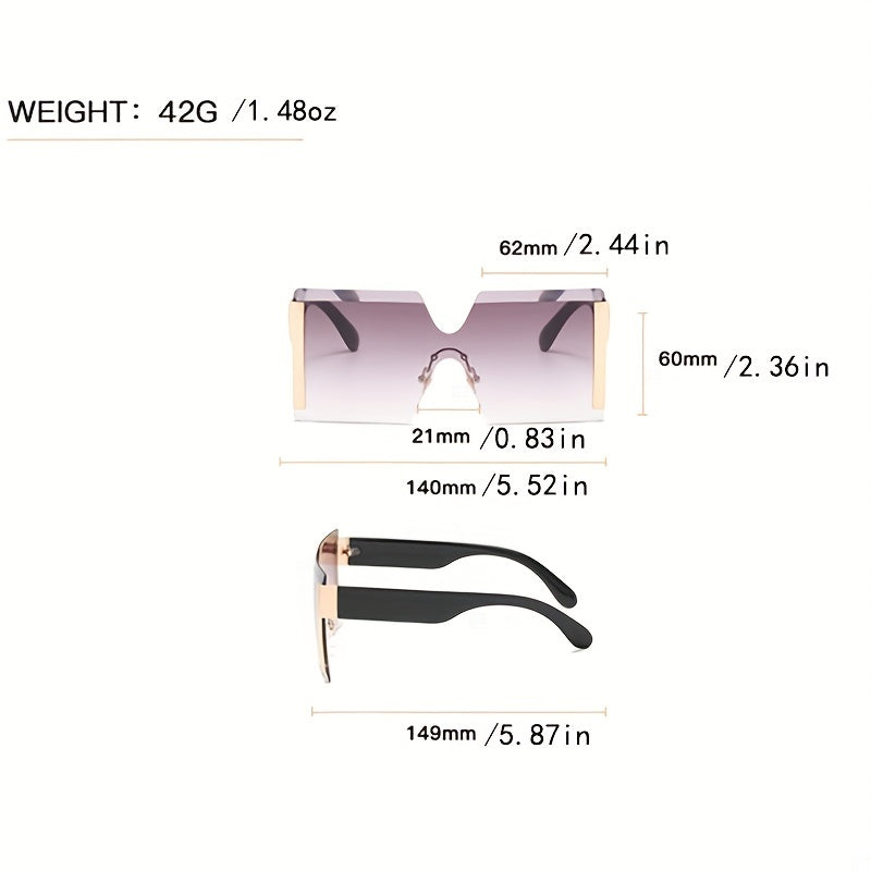 Oversized Gradient Rimless Sunglasses UV400