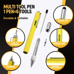 6-In-1 Multitool Pen - Tech Pen with Ballpoint, Ruler, Stylus