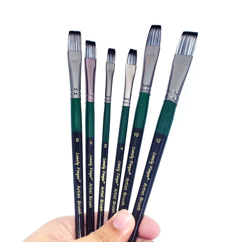 6pcs Flat Acrylic Paint Brushes Set for Artists
