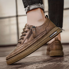 Men's PU Leather Lace up Sneakers Comfortable Walking Shoes