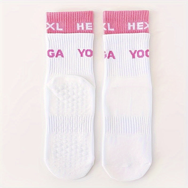 Sporty Yoga Socks Non Slip Sweat Absorption Casual Mid Calf Socks