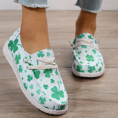 Women's Leaf Print Flat Loafers Casual Slip On Shoes