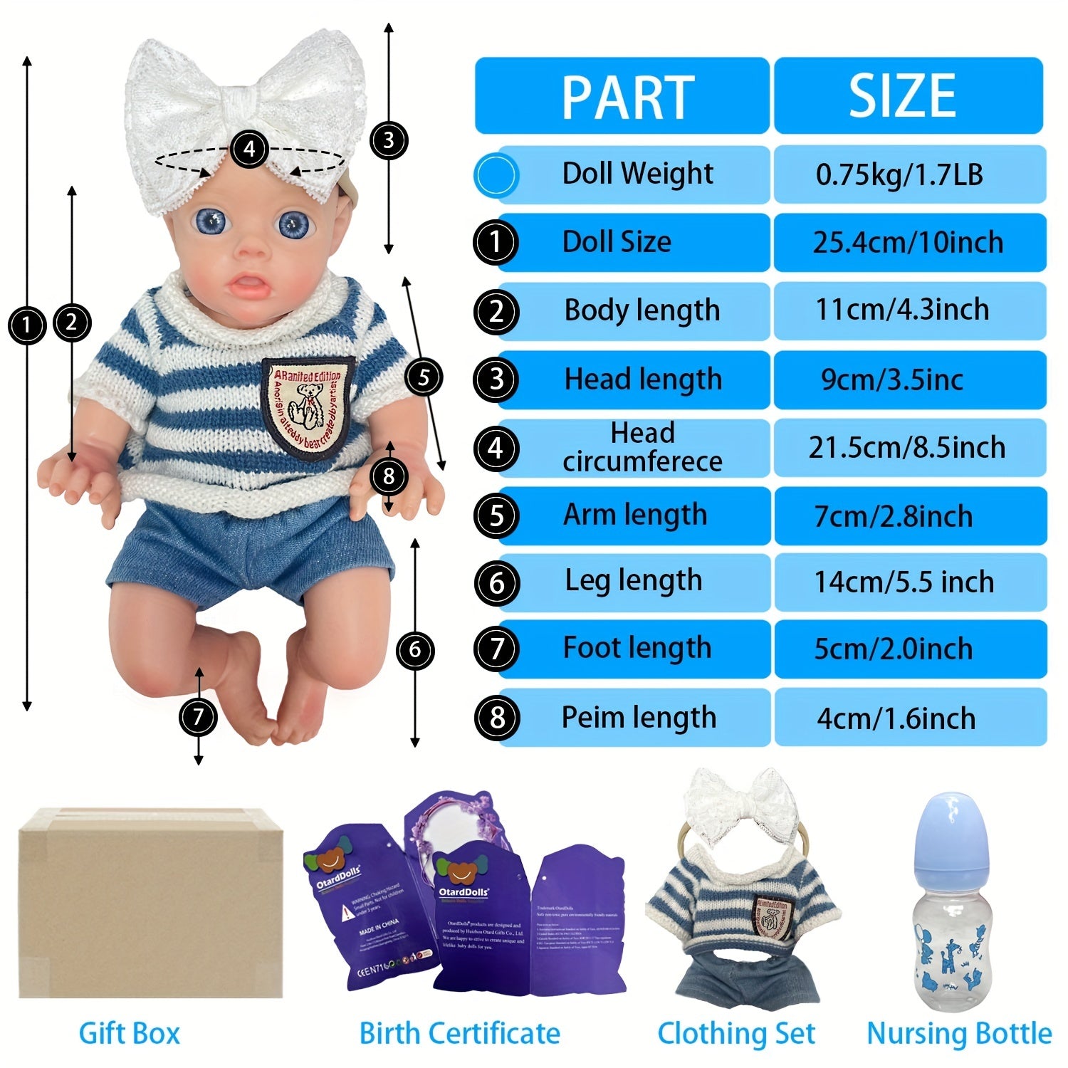 25cm Full Body Silicone Reborn Baby Dolls Painted Bebe Newborn Dolls Gift