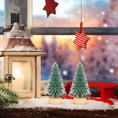 10pcs Mini Christmas Tree Artificial Pine Trees Snow Scene Decoration