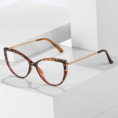 Cat Eye Oversized Round Frame Light Blocking Glasses
