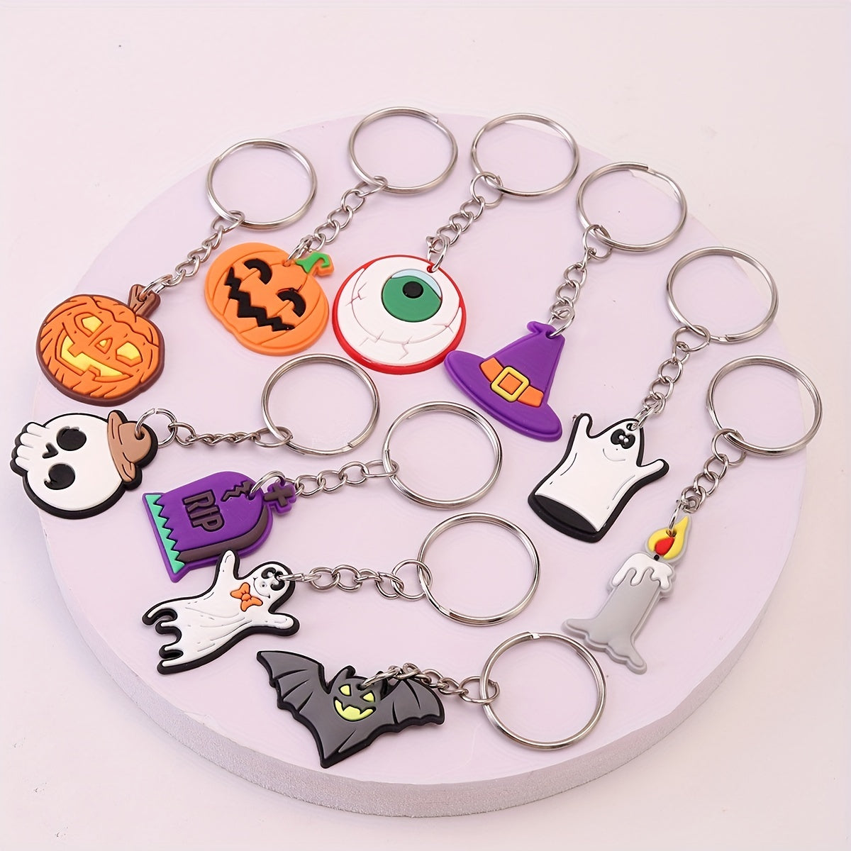 10pcs Halloween Keychain Pendant PVC Soft Rubber Bag Accessory Ornament