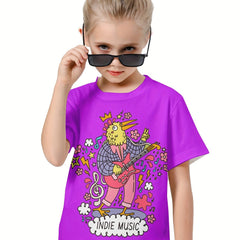 3D Music Chicken Graphic Short Sleeve T-Shirt for Girls Boys