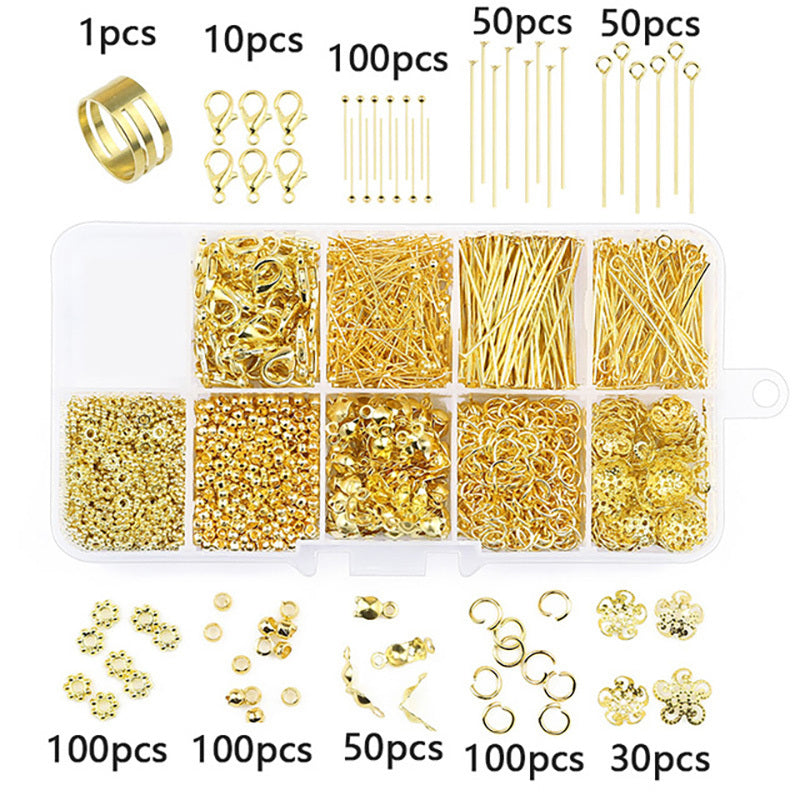 DIY Earring Accessories Kit Golden & Silver Jewelry Beads Pliers Set 5g