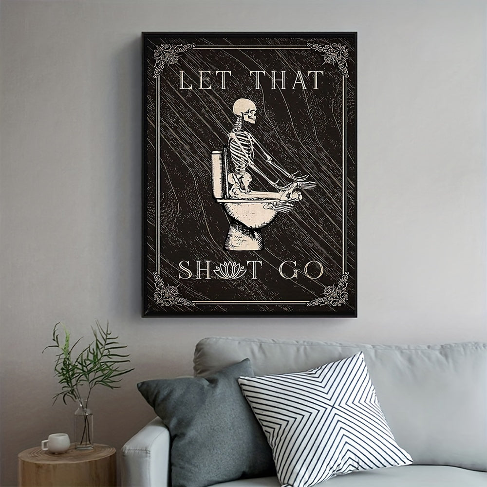 Funny Skeleton Bathroom Decor Canvas Print