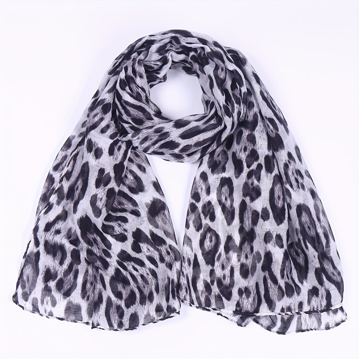 Leopard Print Voile Scarf Classic Shawl Casual Windproof Head Wrap Outdoor
