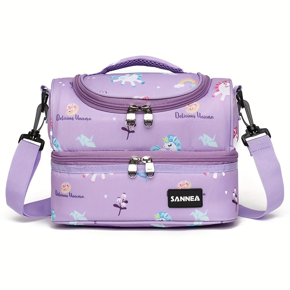 Pink Insulated Lunch Bag Water Resistant Crossbody Picnic Tote