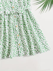 Girls' Sleeveless Floral Jumpsuit High Waist Summer Romper