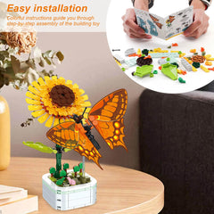 219pcs Flower Bonsai Butterfly Building Blocks Set for Living Room Bedroom