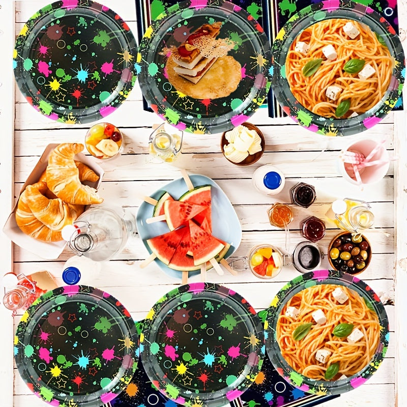 Neon Party Plates Dress Up Happy Birthday Party Supplies 20pcs Plates